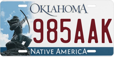 OK license plate 985AAK