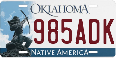 OK license plate 985ADK