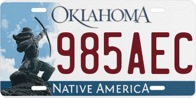OK license plate 985AEC