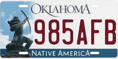 OK license plate 985AFB