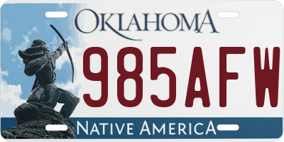 OK license plate 985AFW