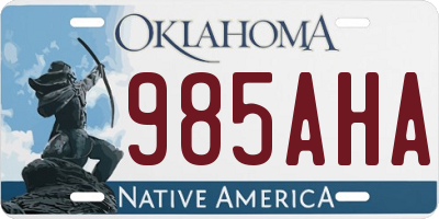 OK license plate 985AHA