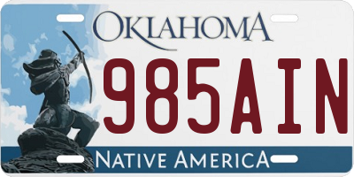 OK license plate 985AIN