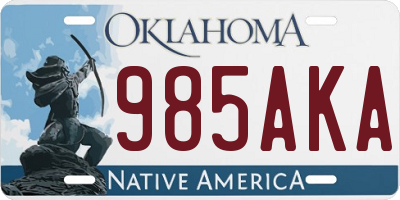OK license plate 985AKA