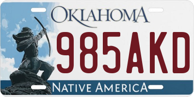 OK license plate 985AKD