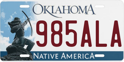 OK license plate 985ALA