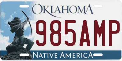 OK license plate 985AMP