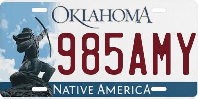 OK license plate 985AMY