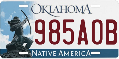 OK license plate 985AOB