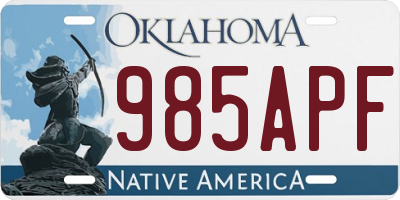 OK license plate 985APF