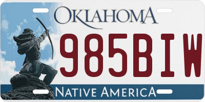 OK license plate 985BIW