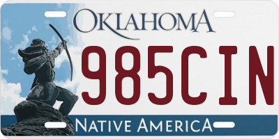 OK license plate 985CIN