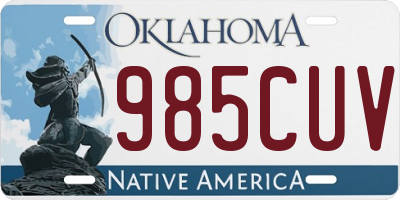 OK license plate 985CUV