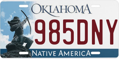 OK license plate 985DNY