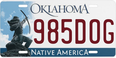 OK license plate 985DOG