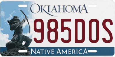 OK license plate 985DOS