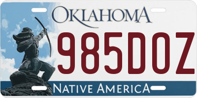 OK license plate 985DOZ