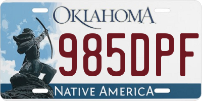 OK license plate 985DPF