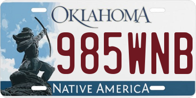 OK license plate 985WNB