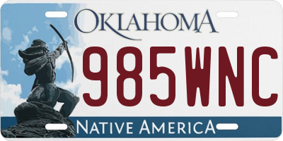 OK license plate 985WNC
