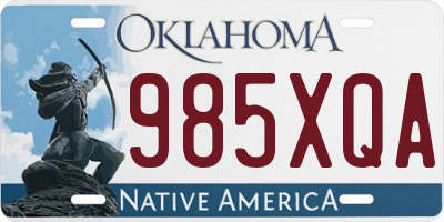 OK license plate 985XQA
