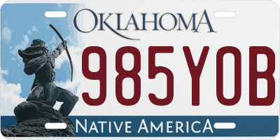 OK license plate 985YOB