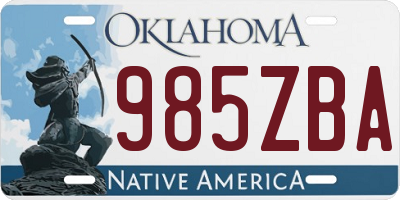 OK license plate 985ZBA