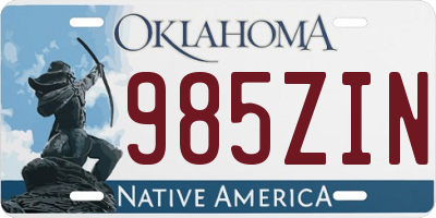 OK license plate 985ZIN