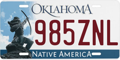 OK license plate 985ZNL