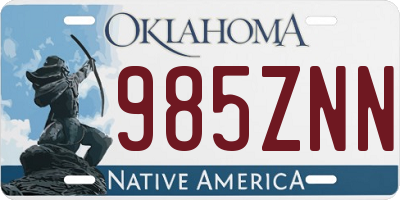 OK license plate 985ZNN