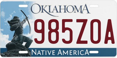 OK license plate 985ZOA
