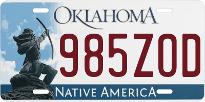 OK license plate 985ZOD