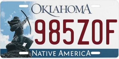 OK license plate 985ZOF