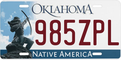 OK license plate 985ZPL