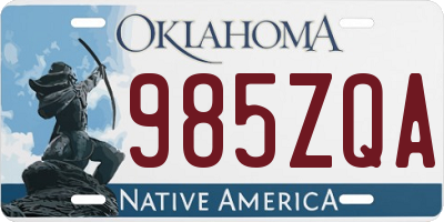 OK license plate 985ZQA