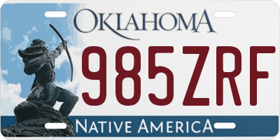 OK license plate 985ZRF