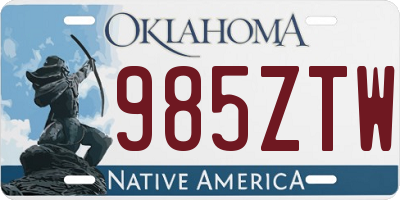 OK license plate 985ZTW