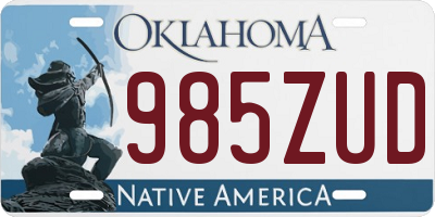 OK license plate 985ZUD