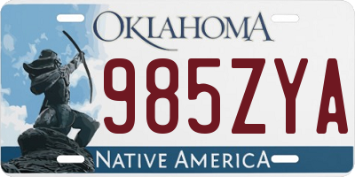 OK license plate 985ZYA
