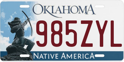 OK license plate 985ZYL