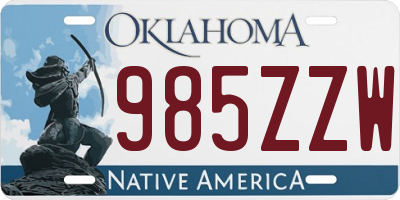 OK license plate 985ZZW