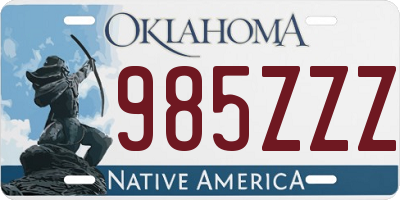 OK license plate 985ZZZ