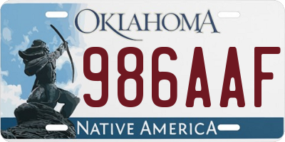 OK license plate 986AAF