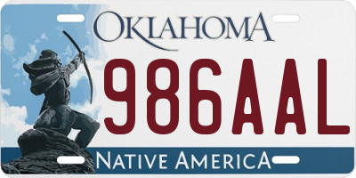 OK license plate 986AAL