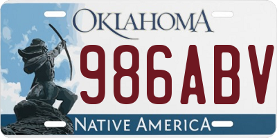 OK license plate 986ABV