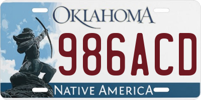 OK license plate 986ACD