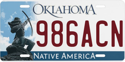 OK license plate 986ACN