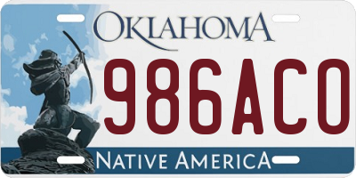 OK license plate 986ACO