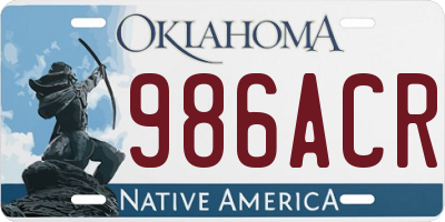 OK license plate 986ACR