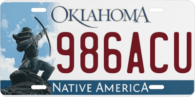 OK license plate 986ACU
